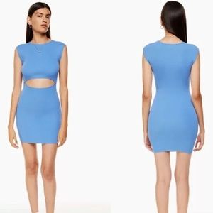 Aritzia Wilfred Free Knit Cut-Out Mini Dress, XS, Blue